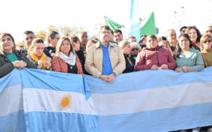 Ernesto Pérez durante la marcha por Cristina en La Rioja